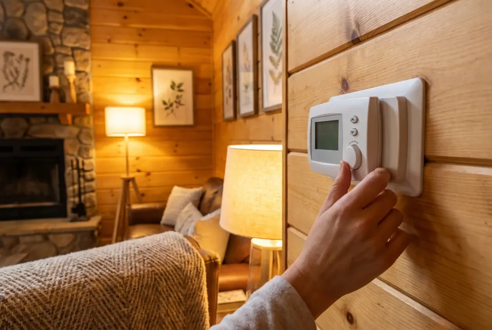 Adjusting a programmable thermostat inside a vacation home